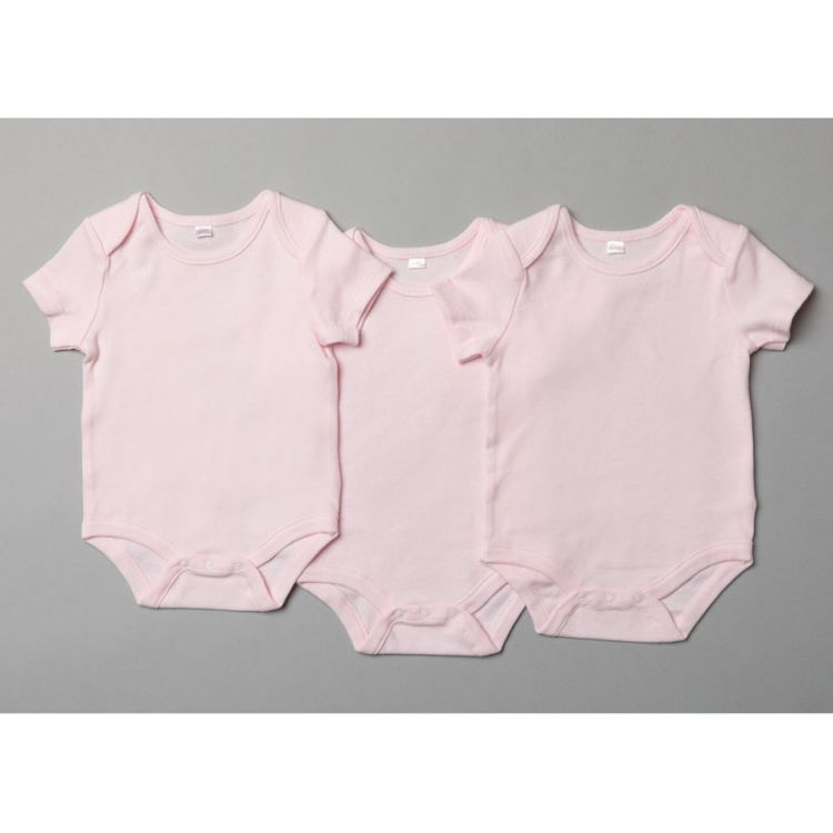 Picture of T20801: BABY PLAIN PINK 3 PACK SHORT SLEEVE BODYSUITS (0-12